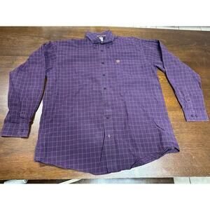 Cinch Western Cowboy Button Up Shirt Men Large 100% Cotton Plaid Lightweight